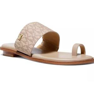 MICHAEL MICHAEL KORS Women's August Flat Sandals Size 6 color Truffle Logo